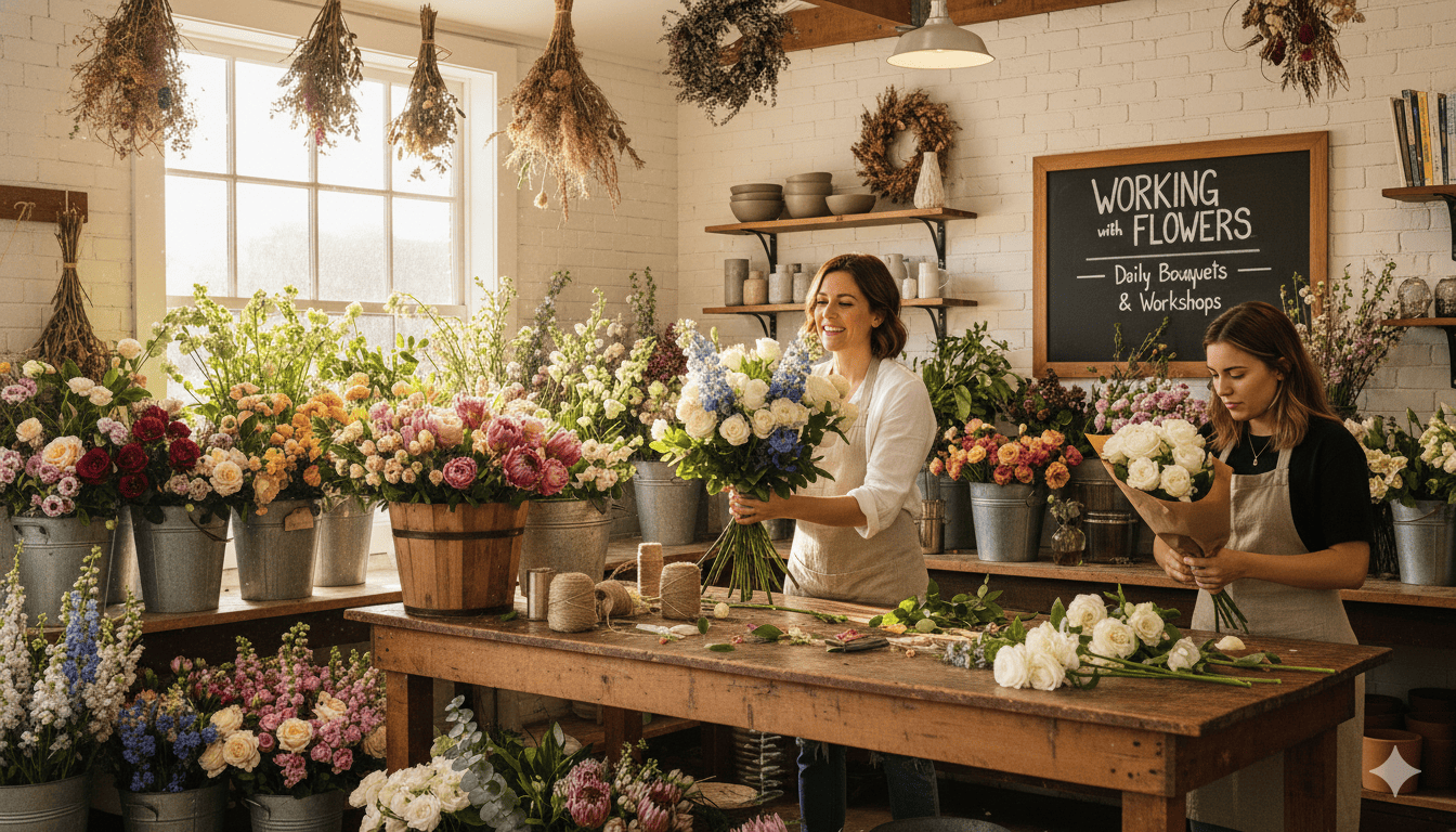 Oprichter van Khivphorex aan het werk met bloemen