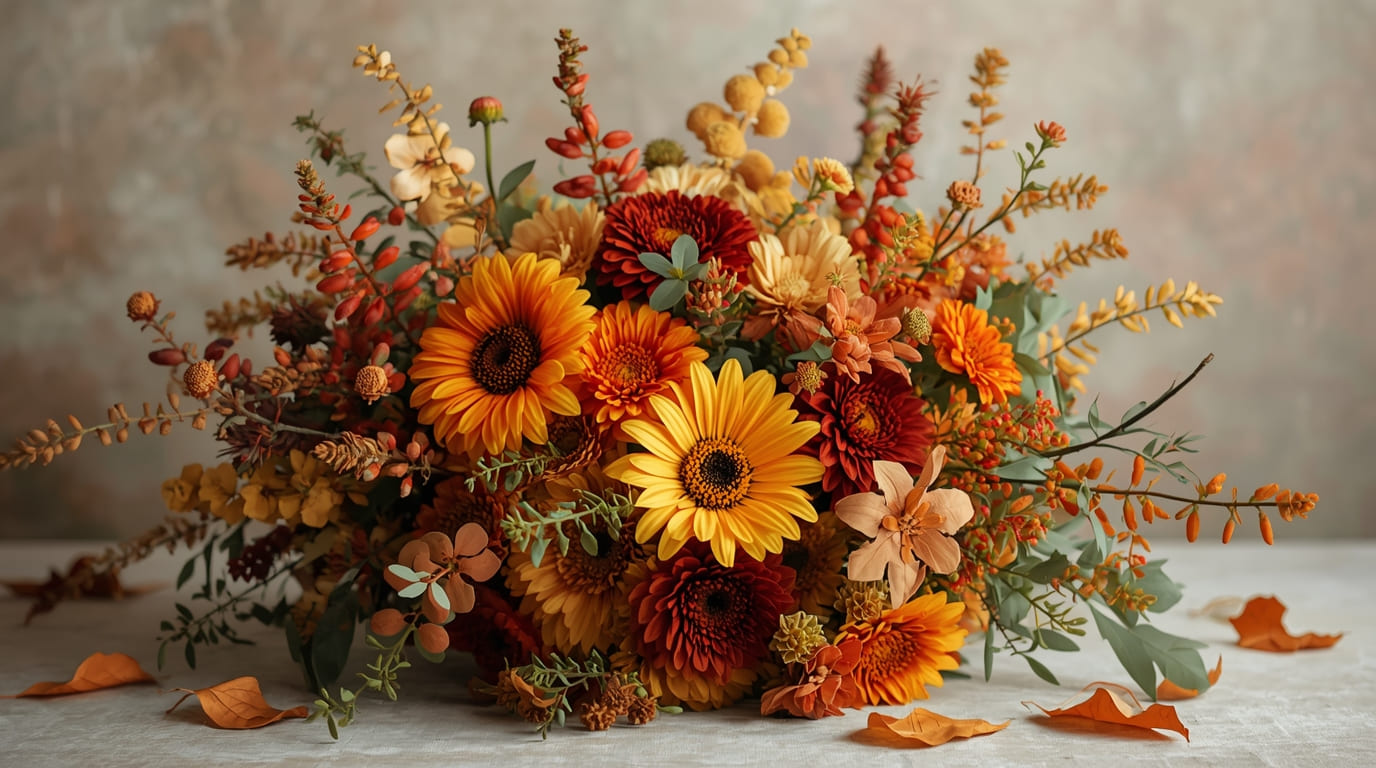 Herfst Harmony boeket met warme herfstkleuren
